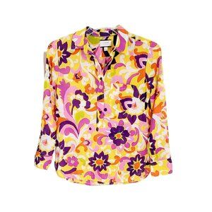 J Crew Collection Womens Multicolor Floral Button Up Blouse Long Sleeve‎ Size 4